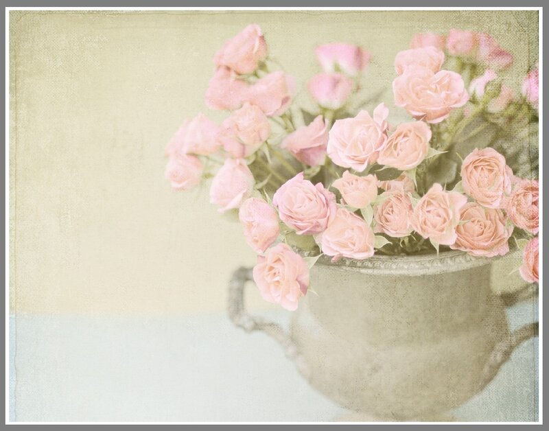 Pink Roses in Vase — Serene, Photograph, Flowers, Background