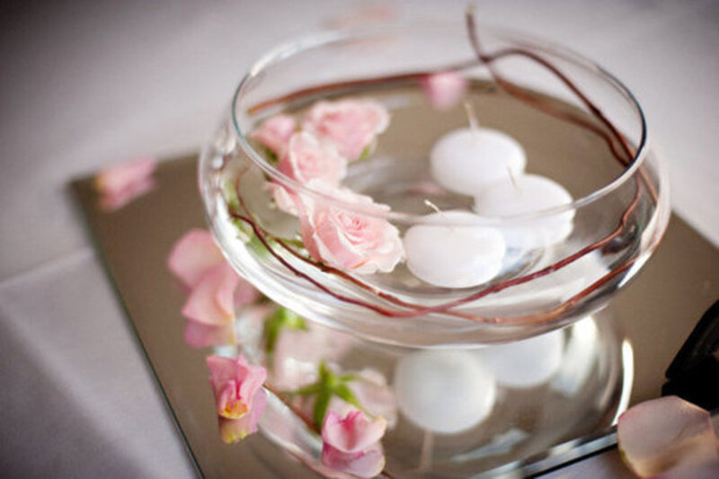 Pink Roses in Water Bowl