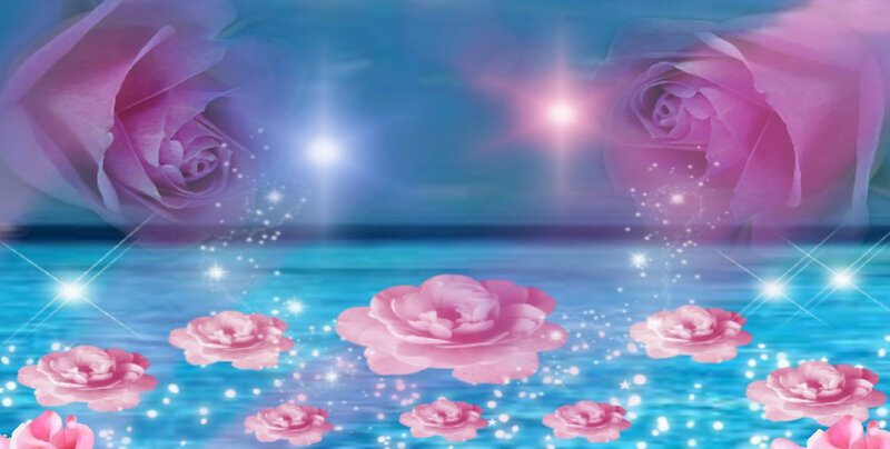 Pink Roses in Water — Serene, Digital Art