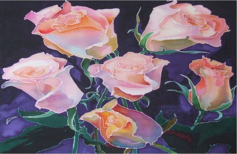 Pink roses on dark background