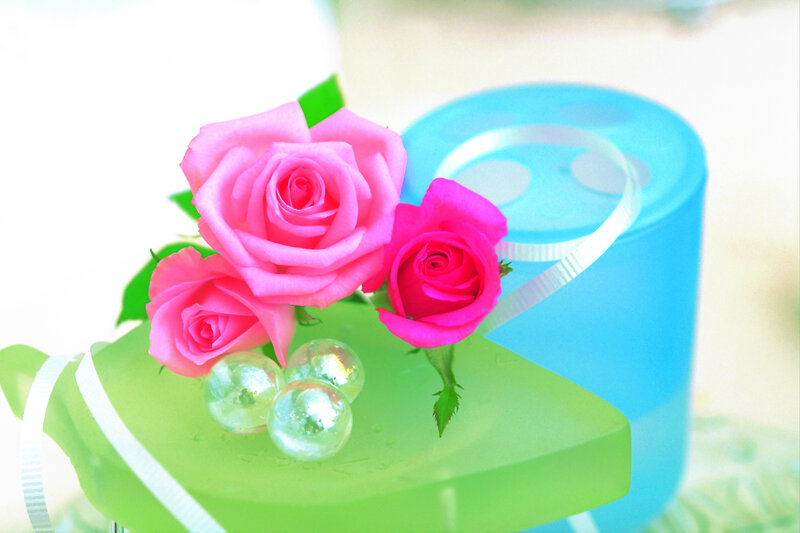 Pink Roses on Gift Box