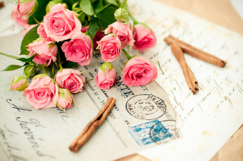 Pink Roses on Letter