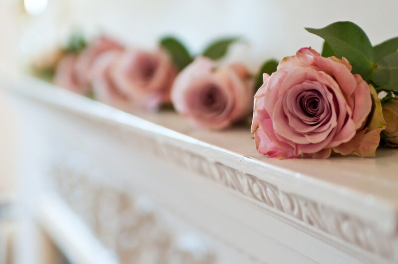 Pink Roses on Mantelpiece