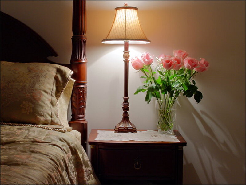 Pink Roses on Nightstand