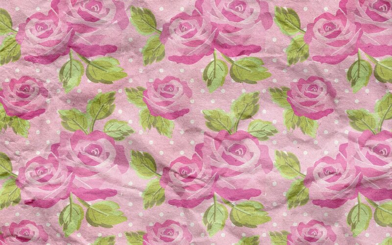 Pink Roses on Patterned Paper