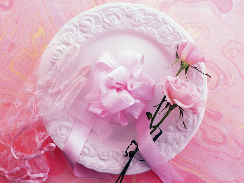 Pink Roses on Plate — Romantic