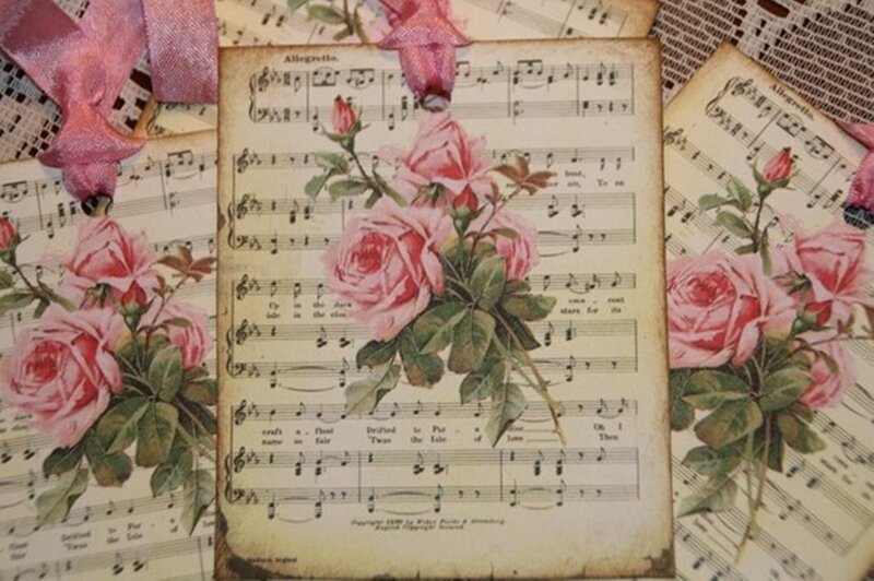 Pink Roses on Sheet Music — Romantic