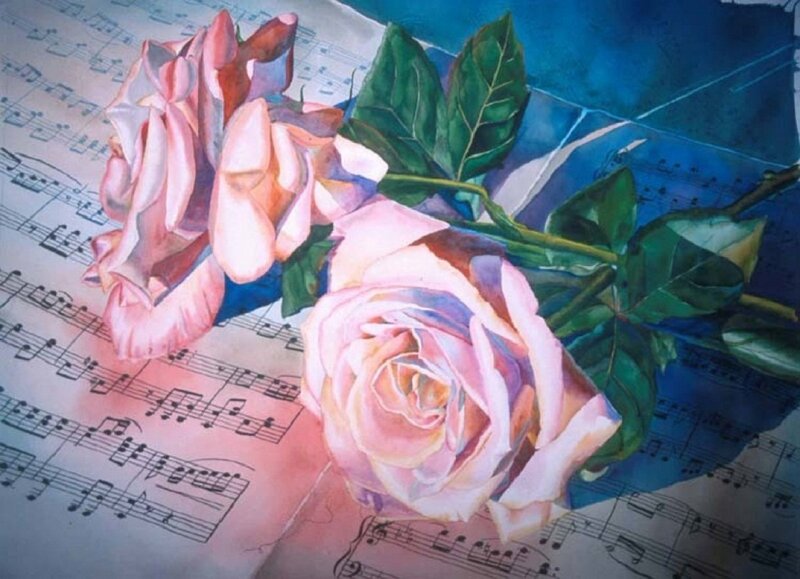 Pink Roses on Sheet Music — Serene