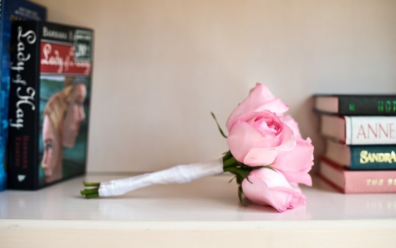 Pink Roses on Shelf