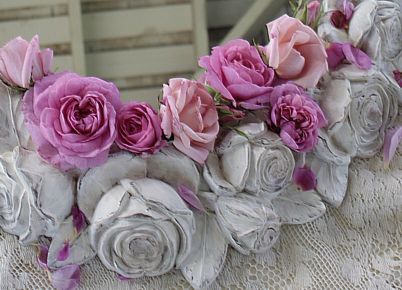 Pink Roses on White Sculpture