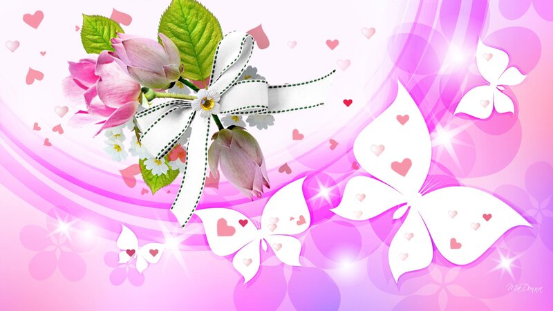 Pink Roses with Butterflies