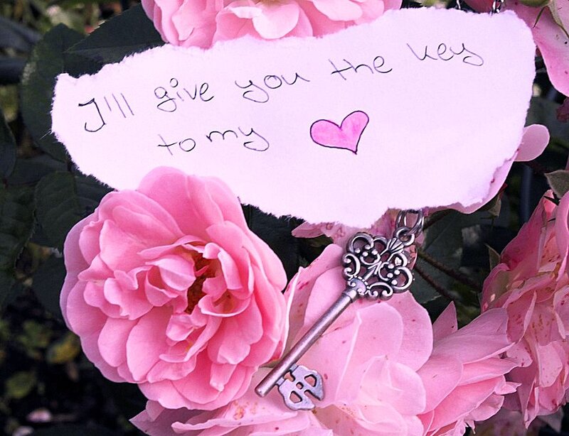 Pink Roses with Key