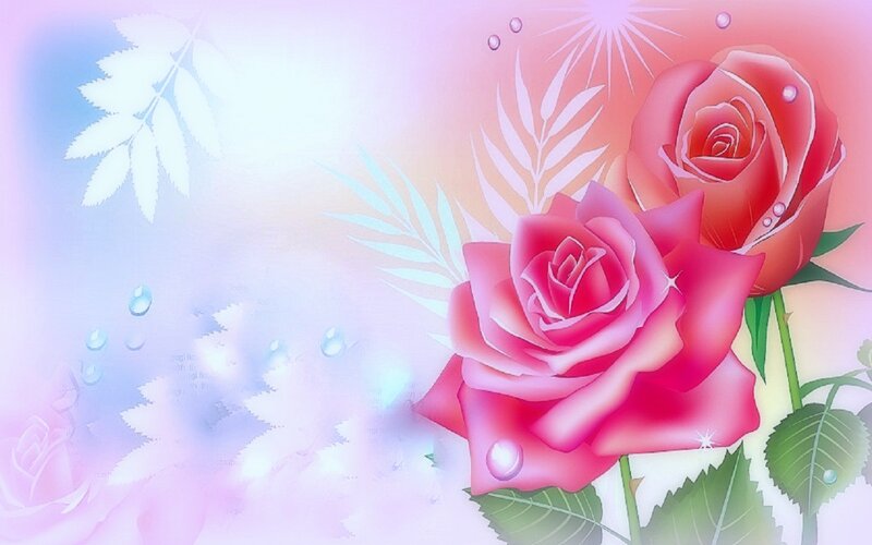 Pink Roses with Leaves — Serene