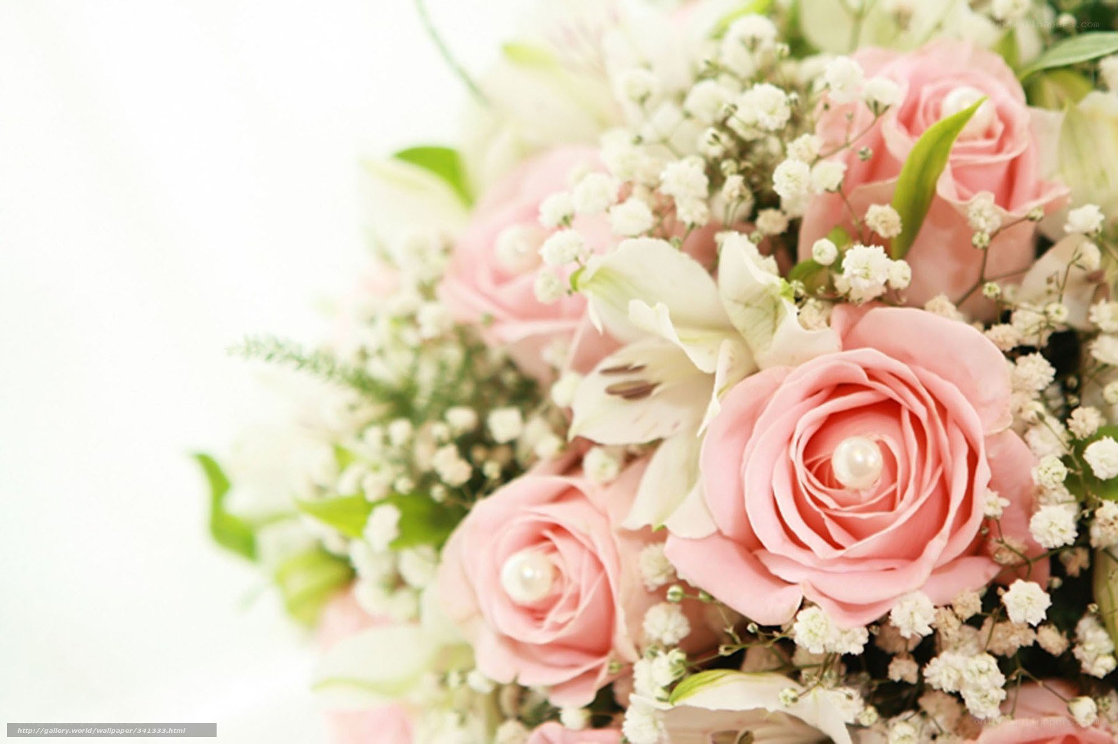 pink roses with pearls bouquet