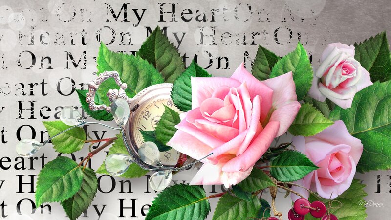 Pink Roses with Pocket Watch