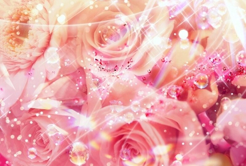 Pink Roses with Sparkles — Dreamy, Digital Art