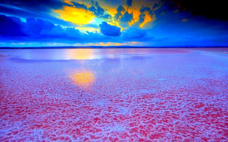Pink Salt Flat Landscape