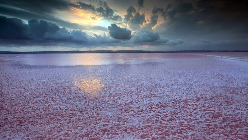 Pink Salt Lake — Dramatic, Sunset