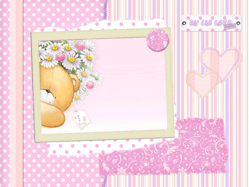 pink scrapbook with teddy bear