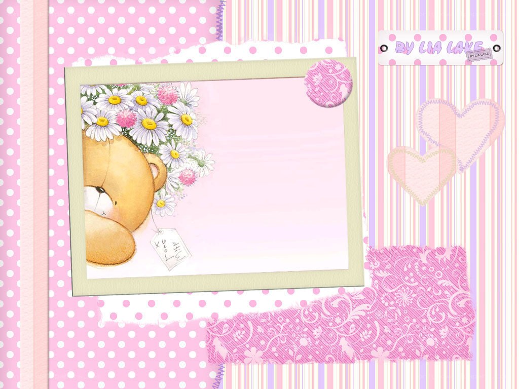 pink scrapbook with teddy bear
