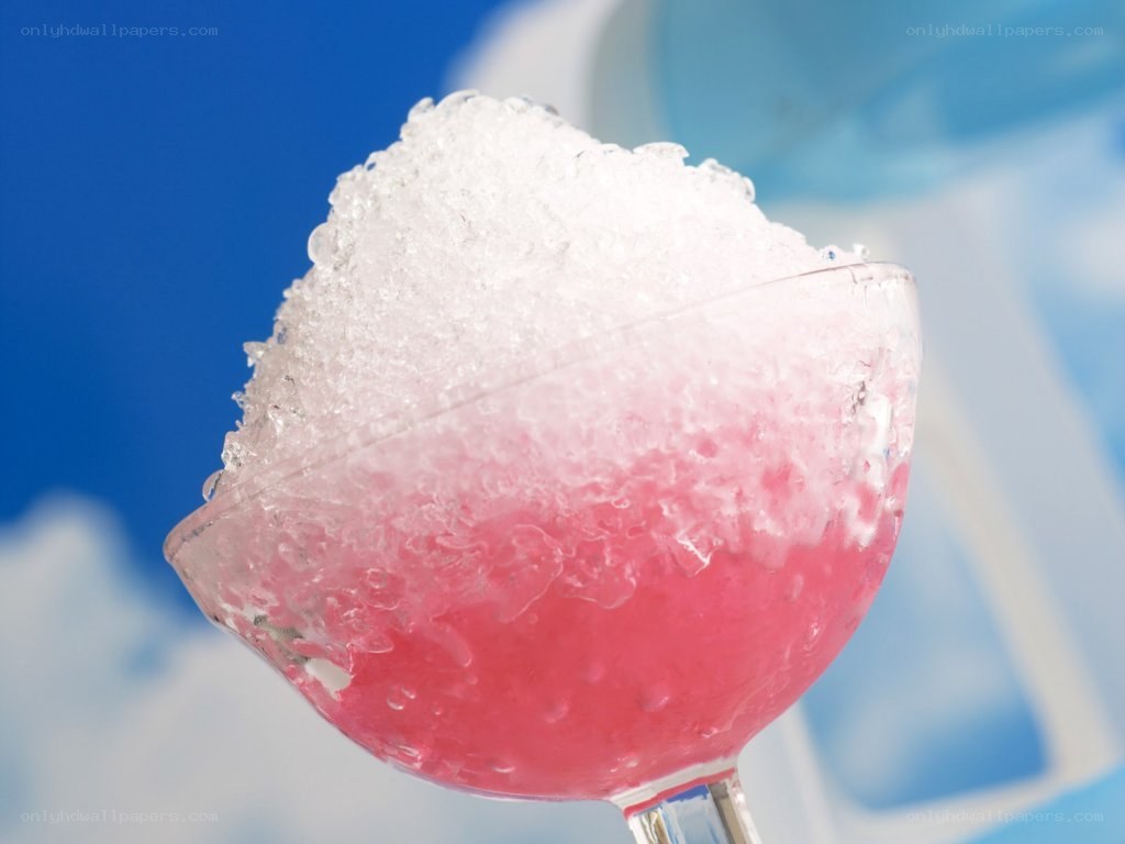 Pink shaved ice dessert