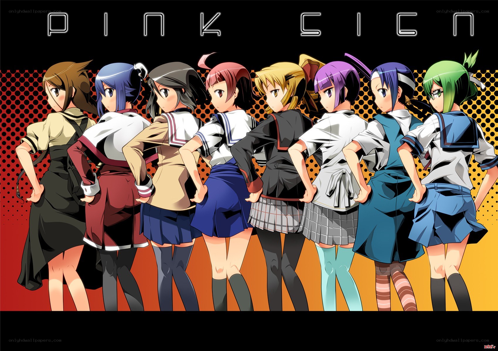 Pink Sign anime characters