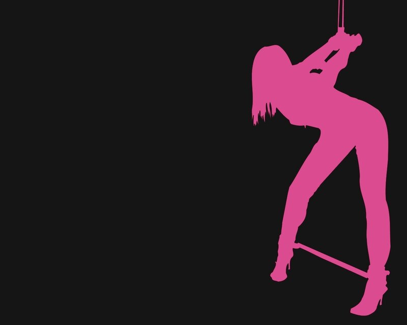 pink silhouette of pole dancer