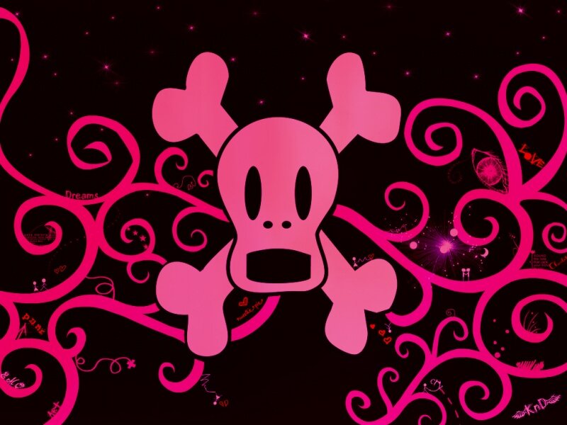 Pink Skull and Crossbones — Black