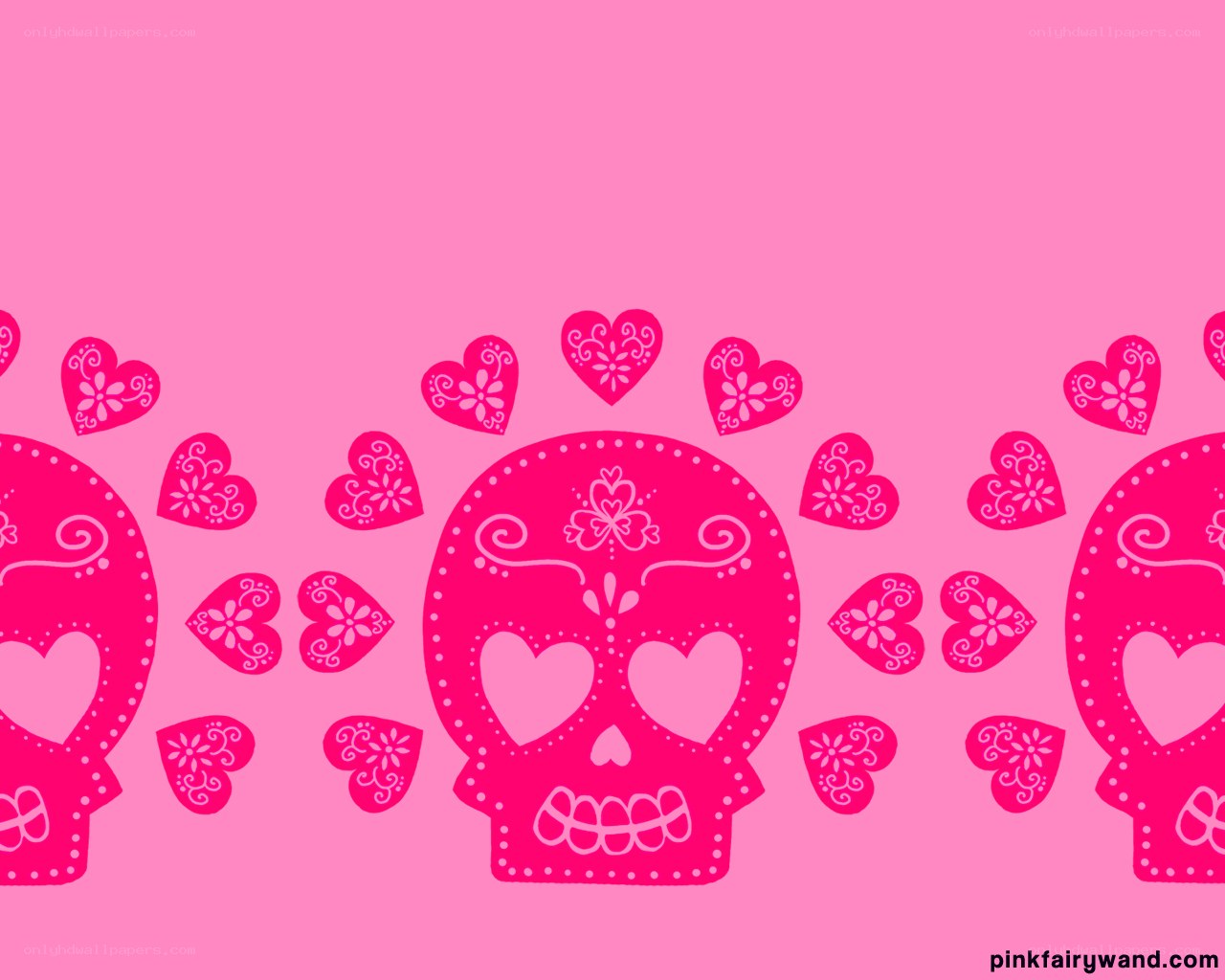 pink skull and heart pattern