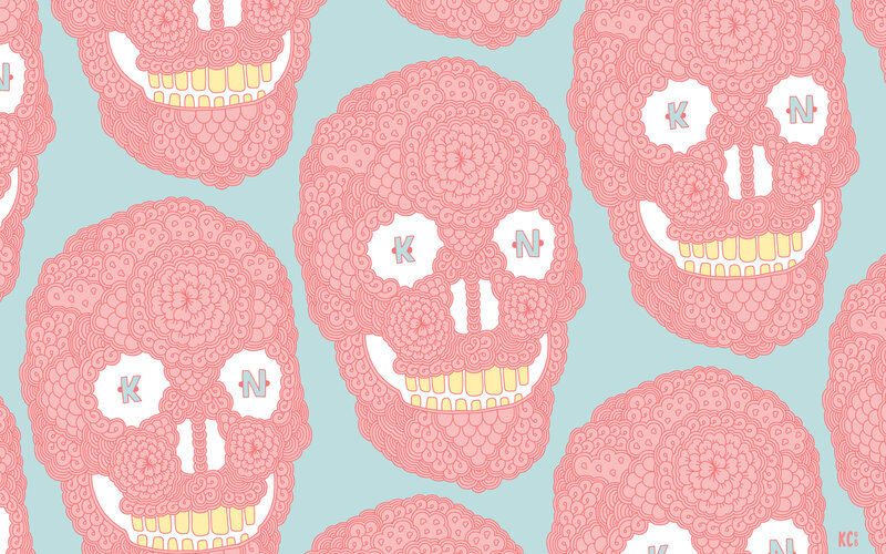 pink skull pattern design