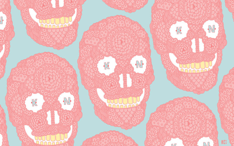 pink skull pattern design