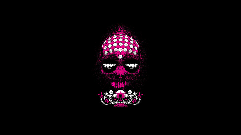 pink skull with disco ball texture