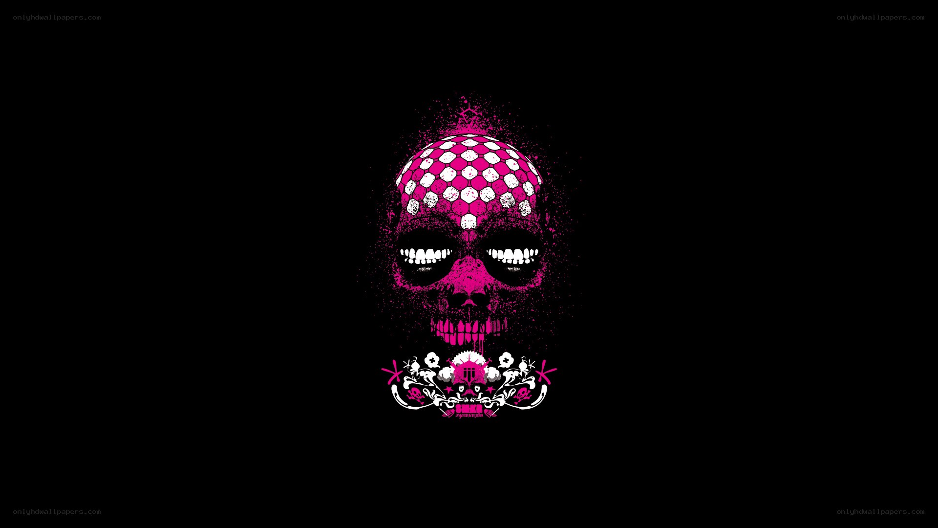 pink skull with disco ball texture