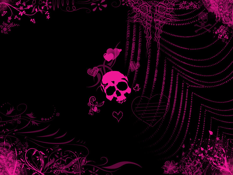 Pink Skull with Hearts