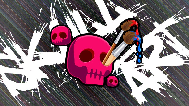 Pink Skulls with Paintbrushes