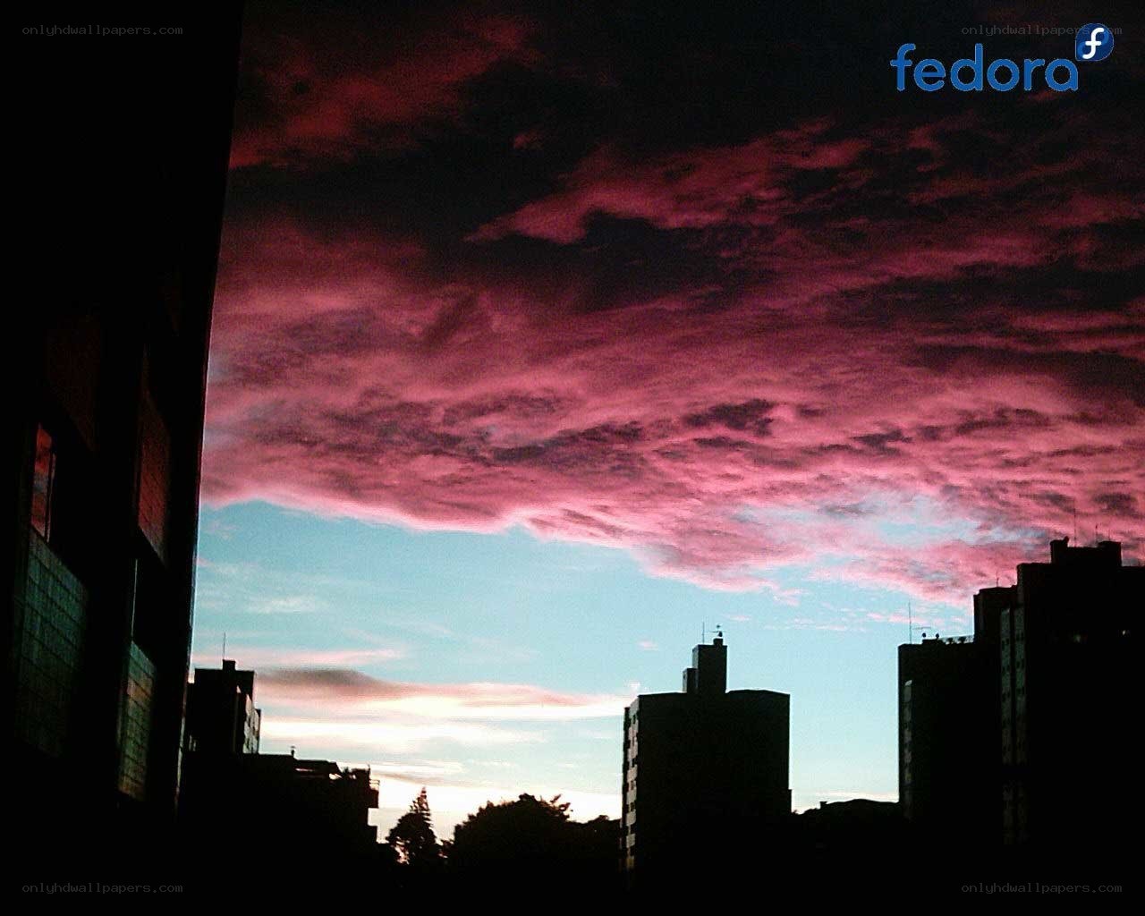 pink sky over city