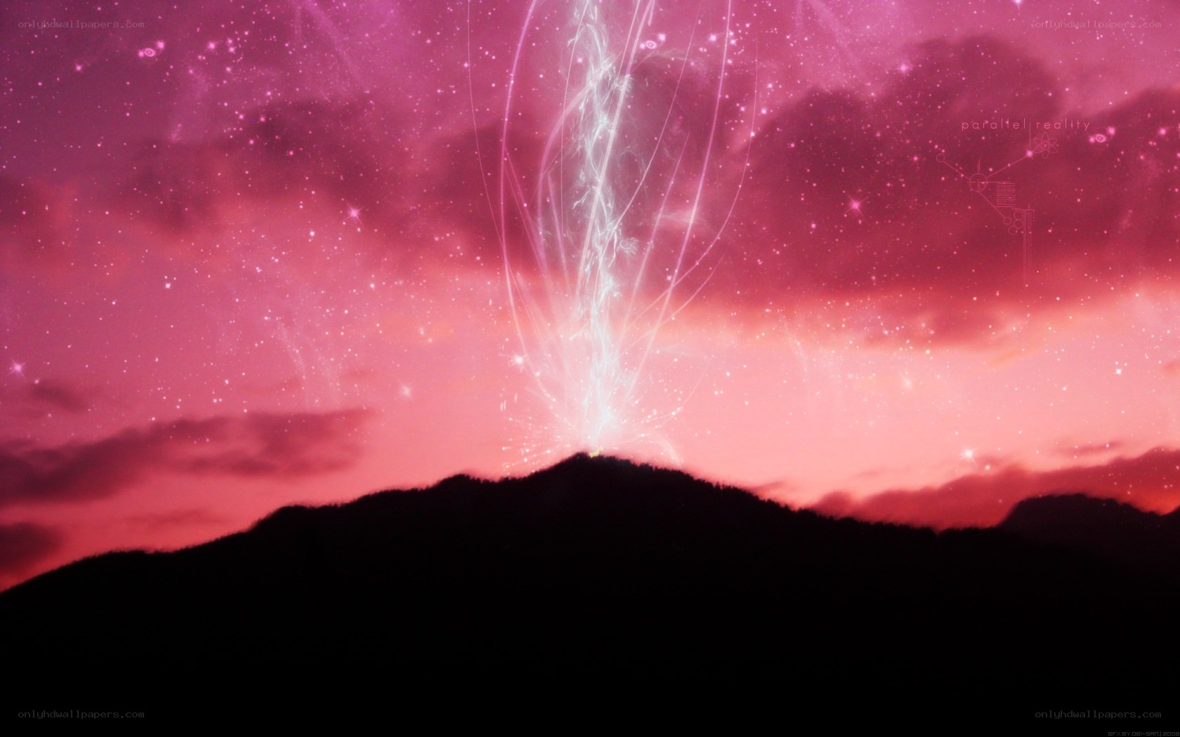 Pink sky with energy beam