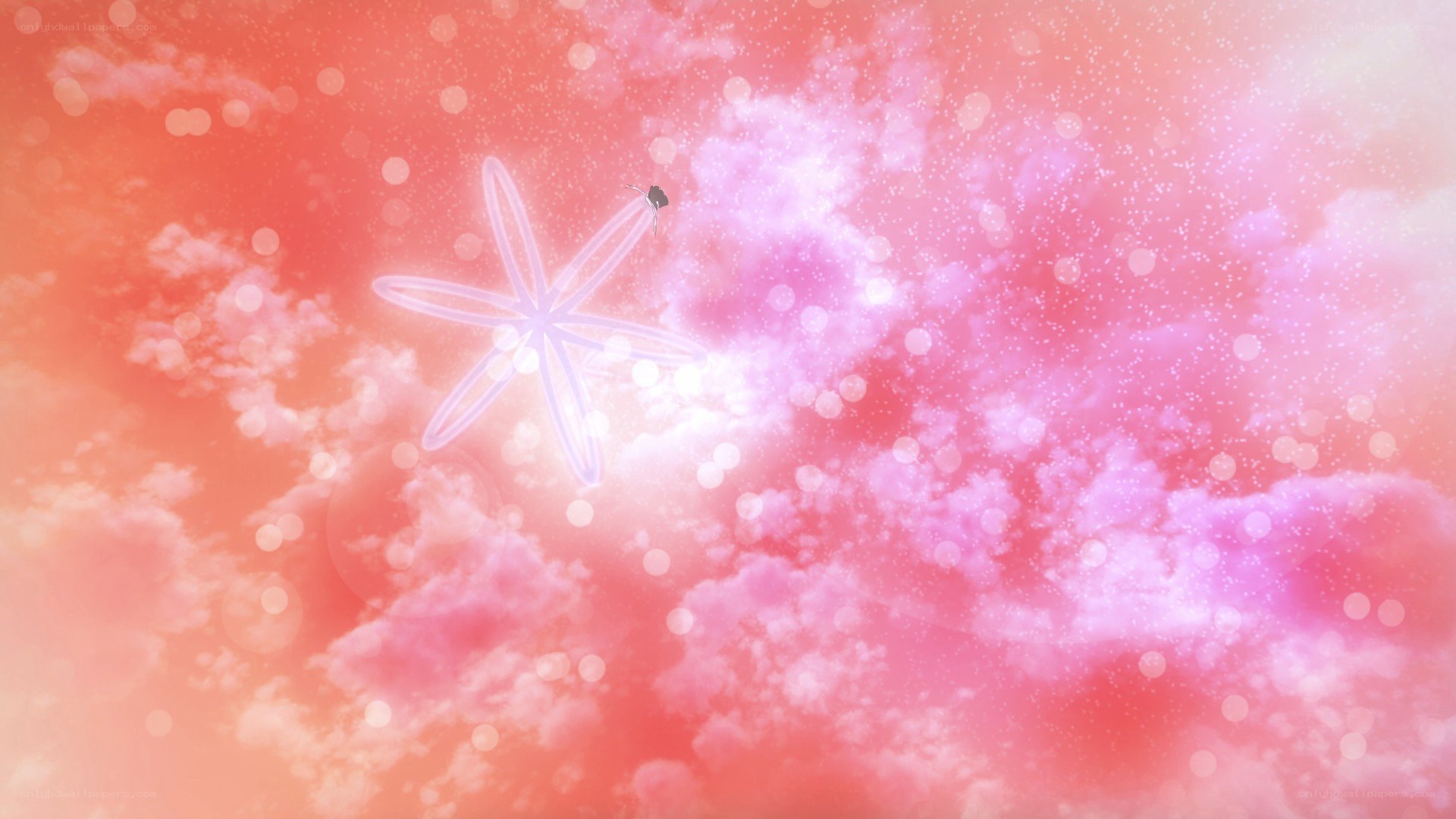 pink sky with glowing star