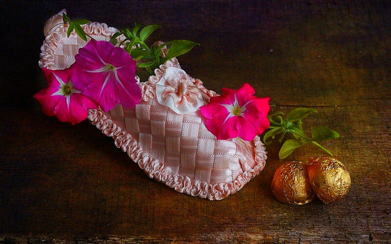Pink Slipper with Flowers