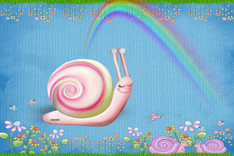 Pink Snail in Garden