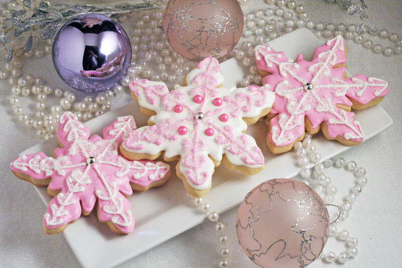 Pink Snowflake Cookies