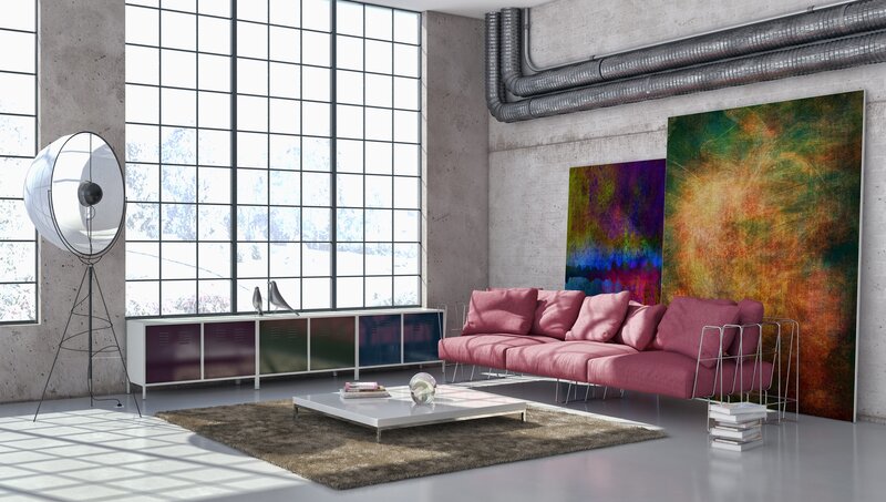 Pink Sofa in Loft — Modern