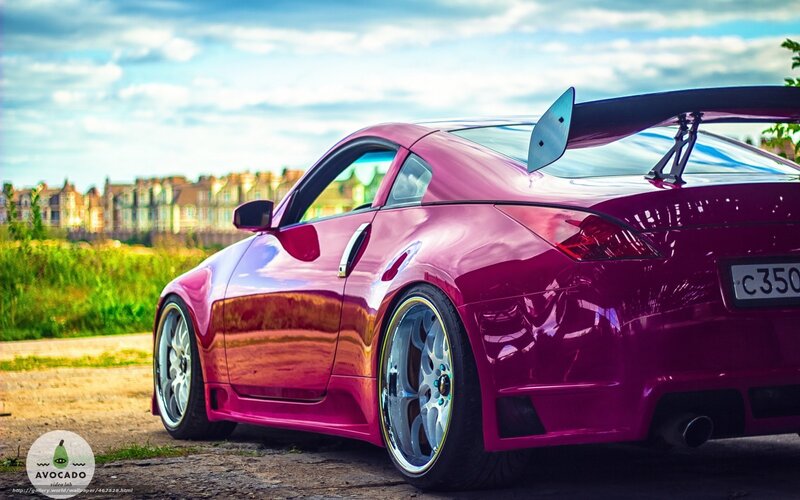 Pink Sports Car — Magenta, Dramatic, Afternoon, Photograph
