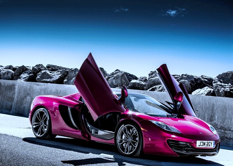 Pink Sports Car — Magenta, Dramatic, Afternoon