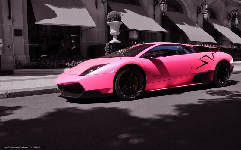 pink sports car on street
