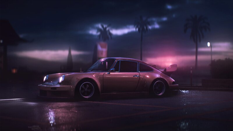 Pink Sports Car — Purple, Dramatic
