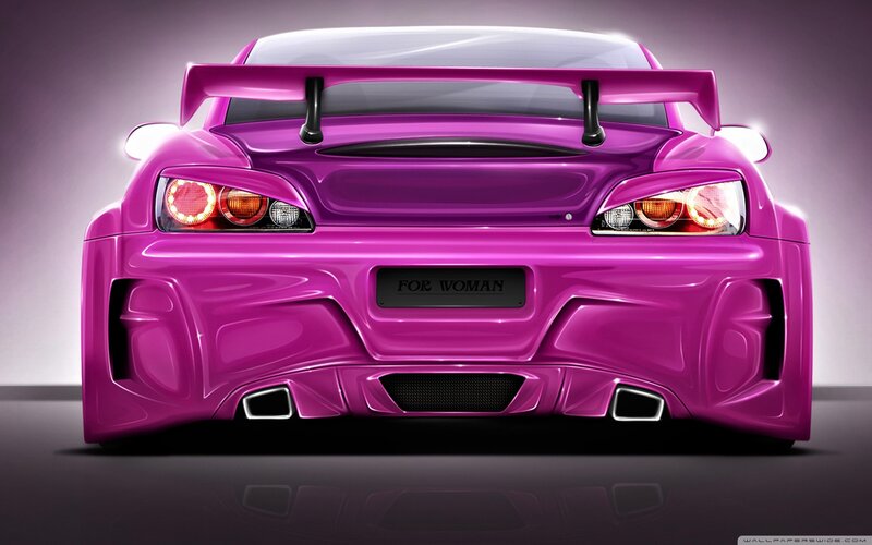 pink sports car rear view