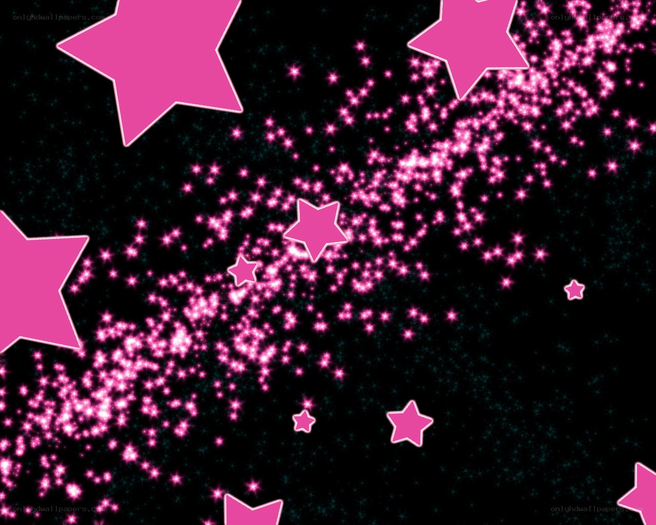 pink stars on black background