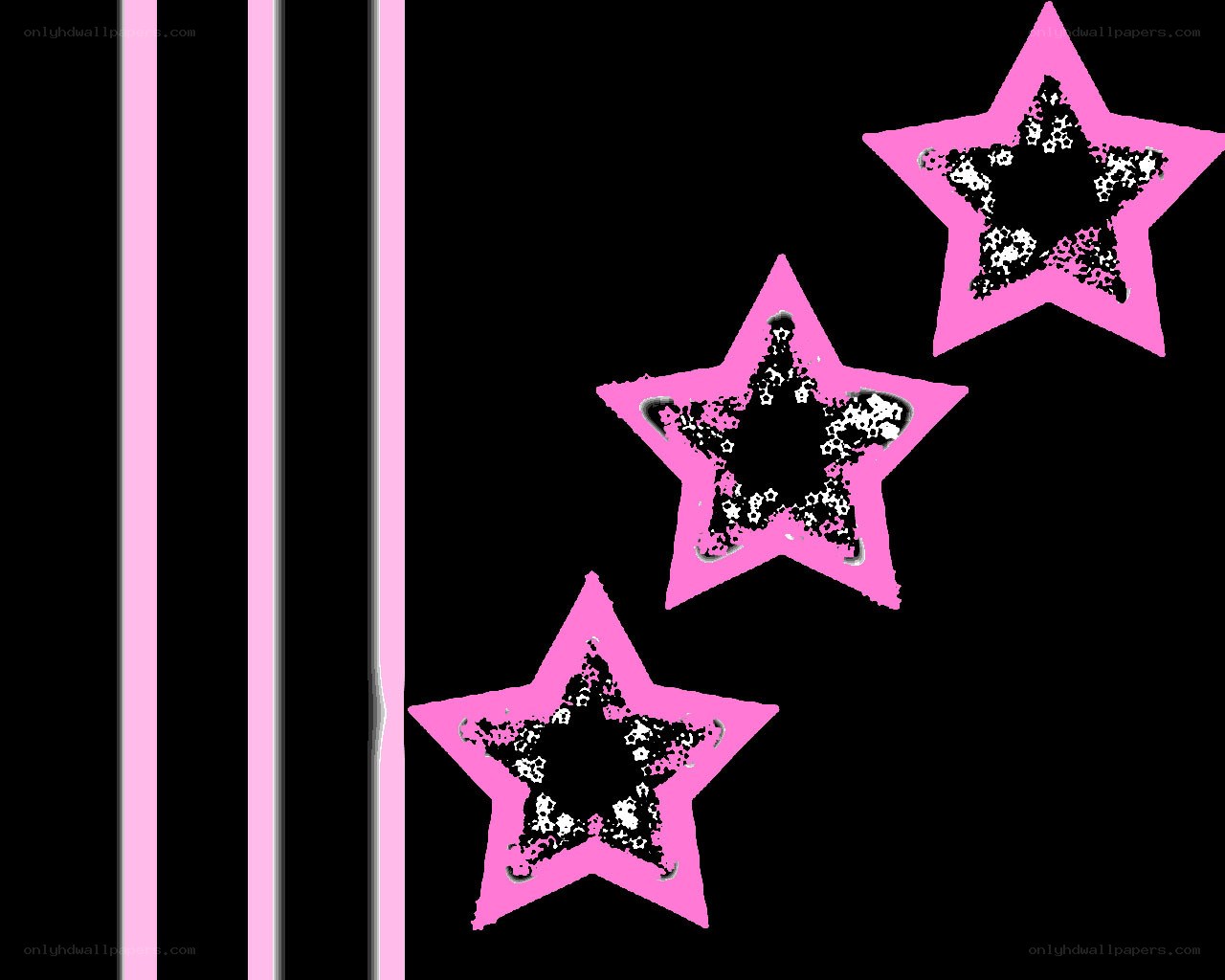 pink stars on black background