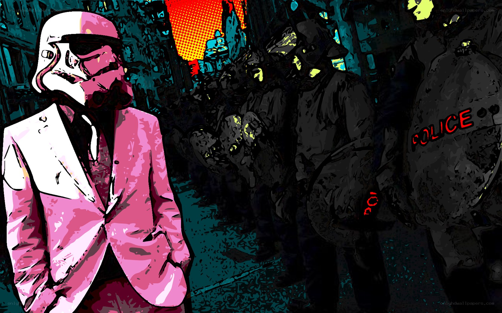 Pink Stormtrooper in a Crowd